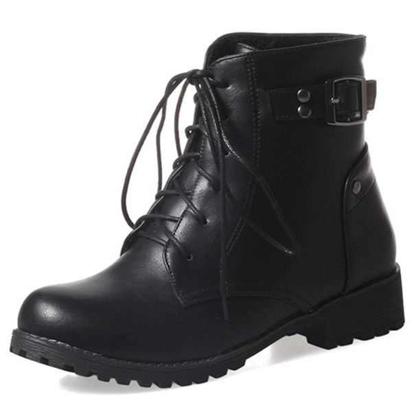 fashion new arrive women boots round toe lace up ankle boots pu buckle autumn winter boots big size 34-43, Black
fashion new arrive women boots round toe lace up ankle boots pu buckle autumn winter boots big size 34-43, Black