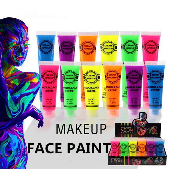 Whole ale imagic neon uv bright face body paint fluore cent rave fe tival painting 13ml halloween profe ional painting beauty makeup new 
Whole ale imagic neon uv bright face body paint fluore cent rave fe tival painting 13ml halloween profe ional painting beauty makeup new