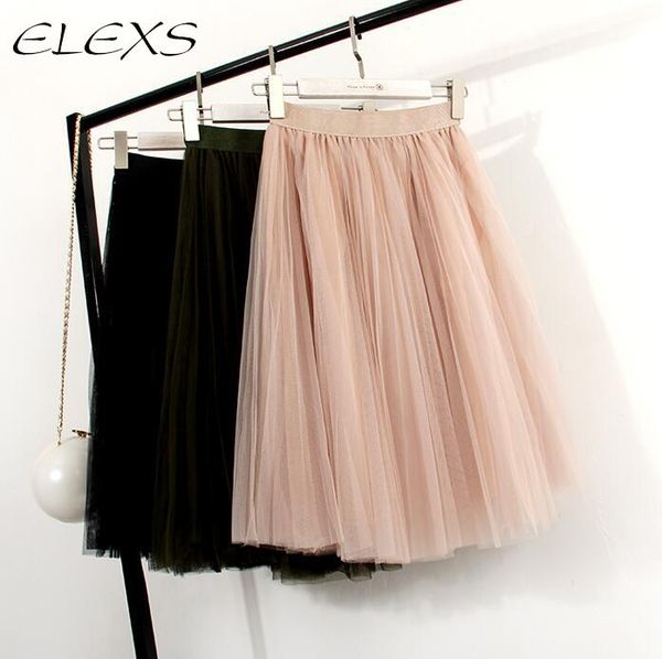 wholesale- elexs new fashion three layer tulle skirts women's black gray white tulle skirt elastic high waist pleated midi skirt 7401
wholesale- elexs new fashion three layer tulle skirts women's black gray white tulle skirt elastic high waist pleated midi skirt 7401