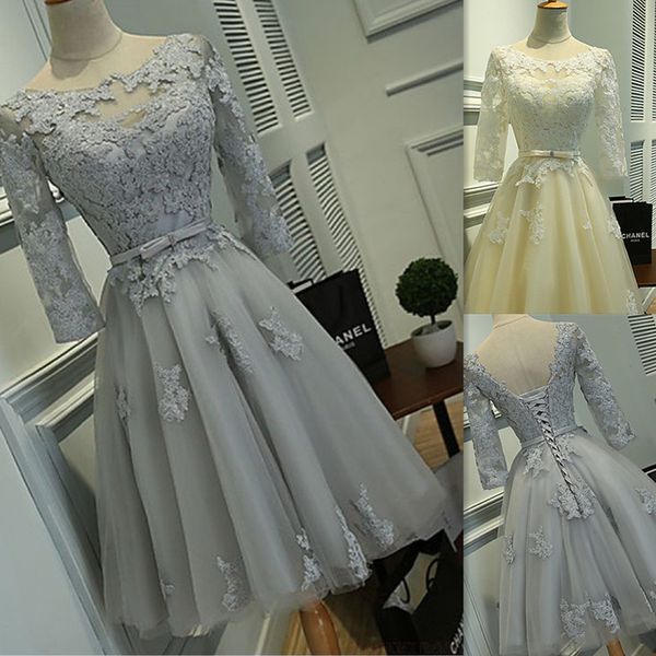 short prom dresses 2017 lace scoop 3/4 sleeves open back lace up homecoming gowns tulle appliques knee length girls party dress, Black
short prom dresses 2017 lace scoop 3/4 sleeves open back lace up homecoming gowns tulle appliques knee length girls party dress, Black