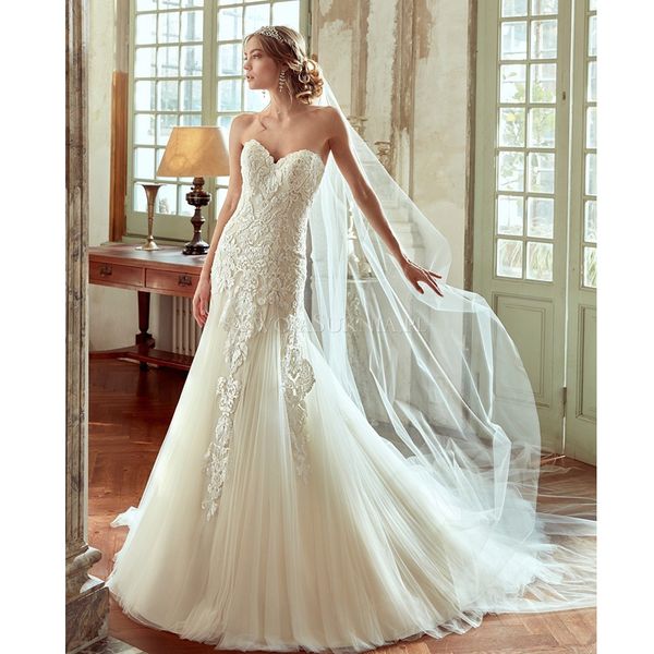 2020 new sweetheart appliques lace mermaid wedding dresses off shoulder wedding gowns vestido de novia bridal dress, White
2020 new sweetheart appliques lace mermaid wedding dresses off shoulder wedding gowns vestido de novia bridal dress, White