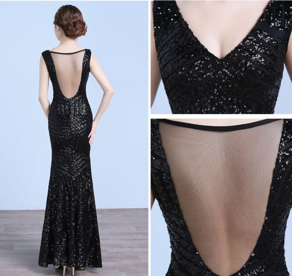 sequin mermaid prom evening dress with v neck 2016 backless long bridesmaid dress burgundy royal black color, Black;red
sequin mermaid prom evening dress with v neck 2016 backless long bridesmaid dress burgundy royal black color, Black;red