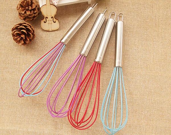new design random color 10inch silicone coated egg whisk egg beater stainless steel handle egg stiring kitchen gadet tool
new design random color 10inch silicone coated egg whisk egg beater stainless steel handle egg stiring kitchen gadet tool