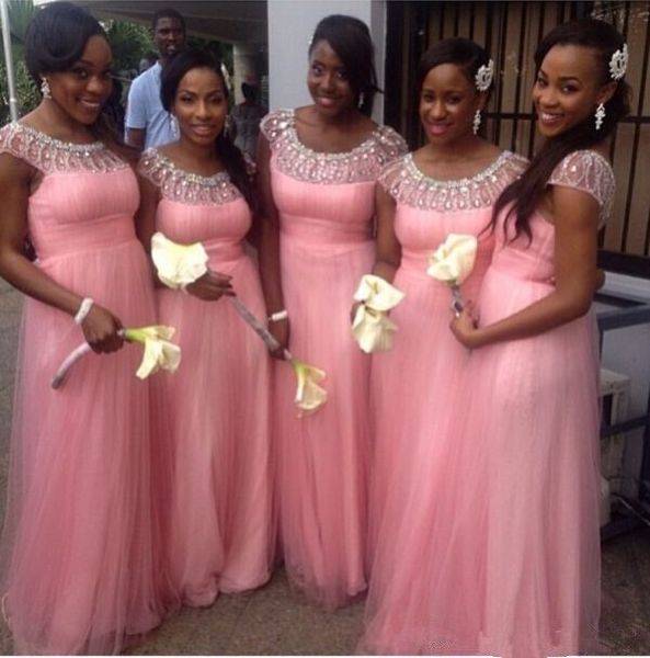 scoop neck beaded crystal bridesmaid dress lace up 2016 tulle bridesmaid gowns floor length custom made, White;pink
scoop neck beaded crystal bridesmaid dress lace up 2016 tulle bridesmaid gowns floor length custom made, White;pink