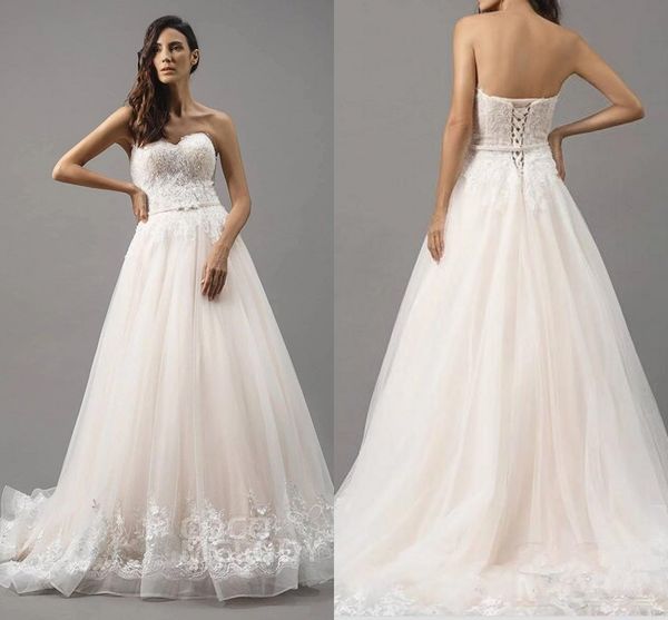 ivory lace wedding dresses sweetheart backless bridal gown sweep train applique wedding dress custom made, White
ivory lace wedding dresses sweetheart backless bridal gown sweep train applique wedding dress custom made, White