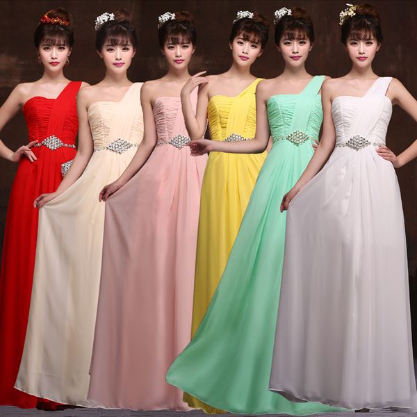 one shoulder beaded chiffon bridesmaid dress lace up 2016 elegant pleated wedding party dress floor length, White;pink
one shoulder beaded chiffon bridesmaid dress lace up 2016 elegant pleated wedding party dress floor length, White;pink