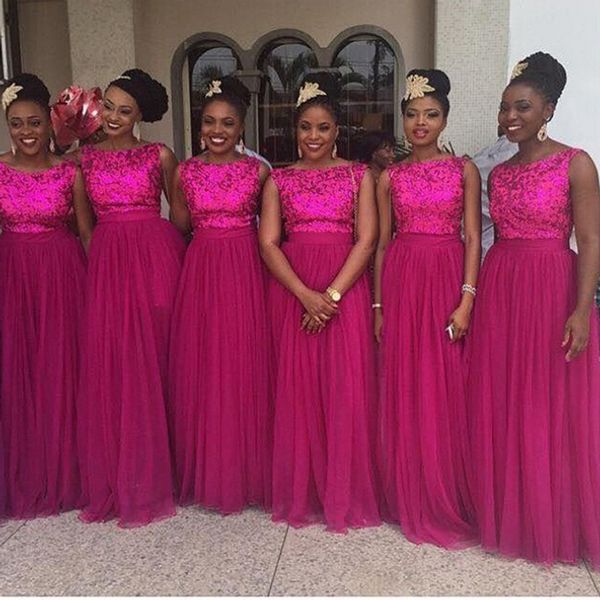long fuchsia chiffon bride maid dress 2017 custom made floor length bridesmaid dresses charming scoop neck junior bridesmaid dress, White;pink
long fuchsia chiffon bride maid dress 2017 custom made floor length bridesmaid dresses charming scoop neck junior bridesmaid dress, White;pink
