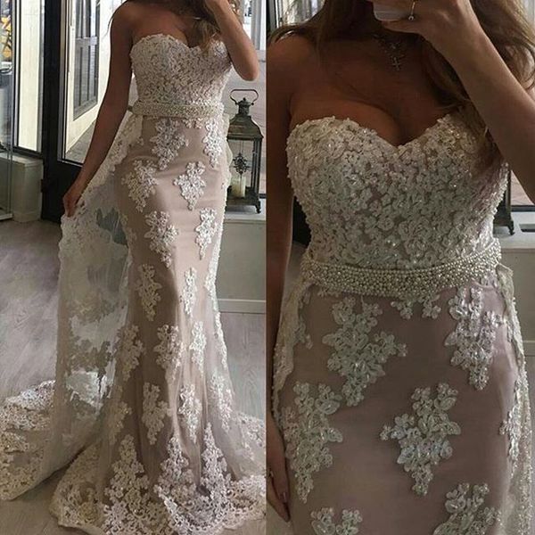 2021 fashion mermaid wedding dresses sweetheart beaded crystals lace applique court train wedding bridal gowns with train, White
2021 fashion mermaid wedding dresses sweetheart beaded crystals lace applique court train wedding bridal gowns with train, White