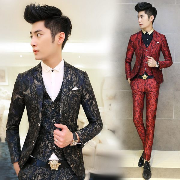 wholesale- 2017 fashion men suit floral printed men's suits 3 pcs / set korean terno slim fit wedding prom blazer stage clothing for me, White;black
wholesale- 2017 fashion men suit floral printed men's suits 3 pcs / set korean terno slim fit wedding prom blazer stage clothing for me, White;black