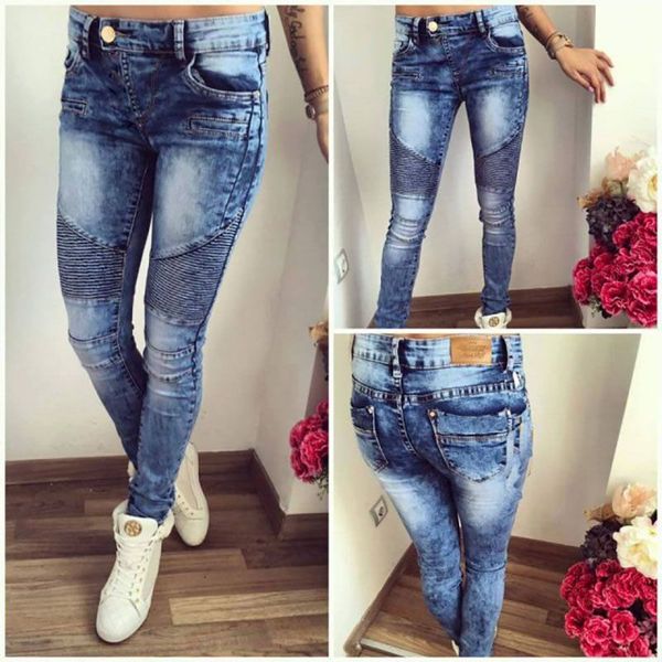wholesale- women skinny jeans full length pencil pants style low waist plaid jeans, Blue
wholesale- women skinny jeans full length pencil pants style low waist plaid jeans, Blue