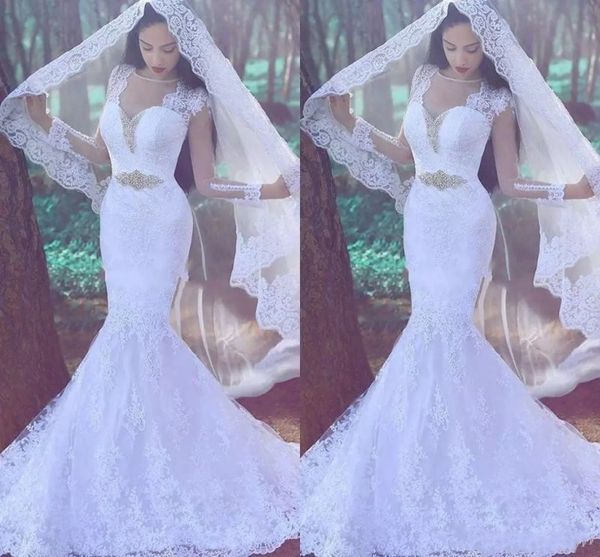 illusion mermaid wedding dress sheer neck lace applique beads custom made floor length wedding dresses, White
illusion mermaid wedding dress sheer neck lace applique beads custom made floor length wedding dresses, White