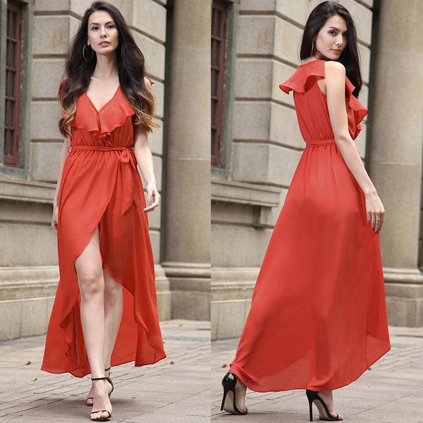 prom dress chiffon dress women summer sleeveless ruffles deep v neck solid asymmetrical hem belted ruffled beach dress orange red, Black
prom dress chiffon dress women summer sleeveless ruffles deep v neck solid asymmetrical hem belted ruffled beach dress orange red, Black