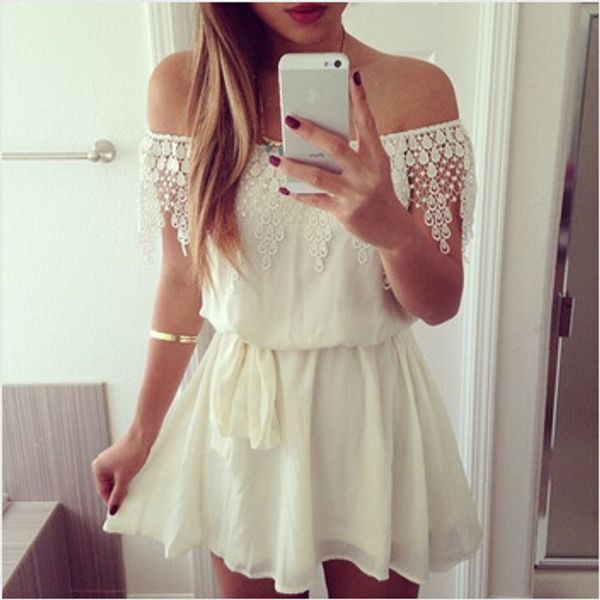 wholesale- models in europe and america trade word shoulder lace chiffon dress ony020, White;black
wholesale- models in europe and america trade word shoulder lace chiffon dress ony020, White;black