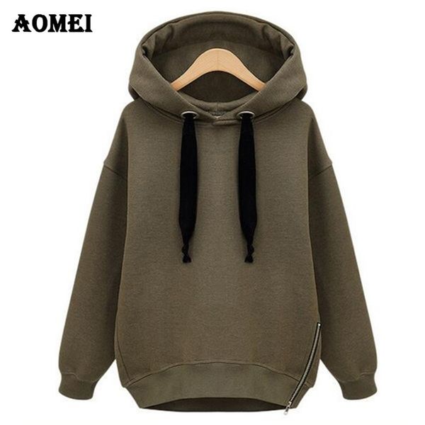 wholesale- 2017 women autumn thicken hoodies split with zippers solid color long sleeve casual fashion pullovers warm clothes, Black
wholesale- 2017 women autumn thicken hoodies split with zippers solid color long sleeve casual fashion pullovers warm clothes, Black