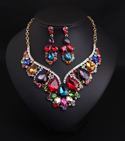 colorful crystal earrings necklace set with european and american fashion accessories big luxury emerald crystal earring dangle, Golden;silver
colorful crystal earrings necklace set with european and american fashion accessories big luxury emerald crystal earring dangle, Golden;silver