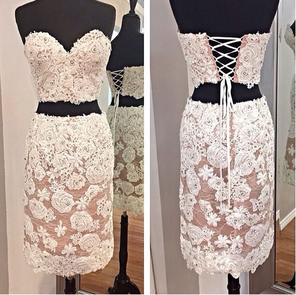 two pieces lace sweetheart knee length lace up back sheath pink homecoming prom graduation cocktail dresses evening gowns party guest, Black
two pieces lace sweetheart knee length lace up back sheath pink homecoming prom graduation cocktail dresses evening gowns party guest, Black