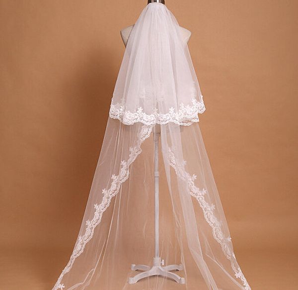new lace applique pearls edge two layers with comb lvory white wedding veil cathedral bridal veils 3m length, Black
new lace applique pearls edge two layers with comb lvory white wedding veil cathedral bridal veils 3m length, Black