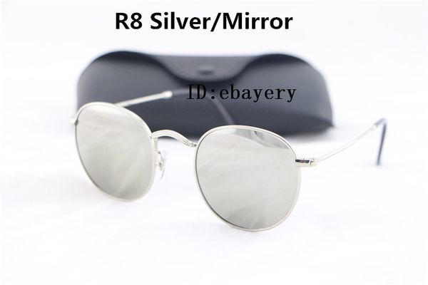 5pcs mens womens round sunglasses eyewear sun glasses silver metal frame mirror 50mm glass lenses with better quality cases, White;black
5pcs mens womens round sunglasses eyewear sun glasses silver metal frame mirror 50mm glass lenses with better quality cases, White;black