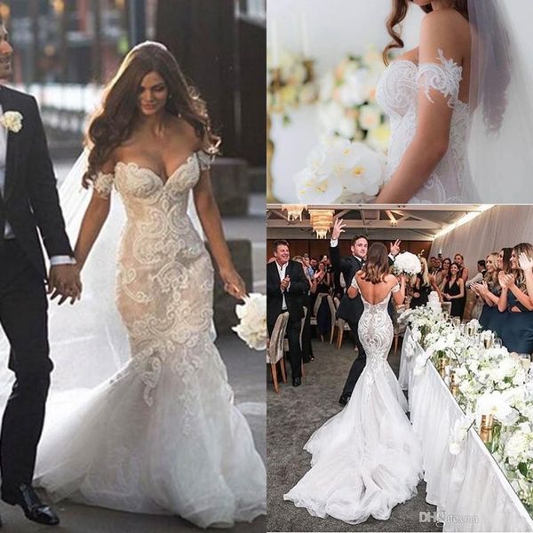 luxurious off shoulder sweep train mermaid wedding dresses white pearls zipper custom made wedding gowns
luxurious off shoulder sweep train mermaid wedding dresses white pearls zipper custom made wedding gowns