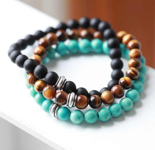 sn0041 designer 8mm natural stone tiger eye turquoise onyx black beaded mens bracelet with alloy bead
sn0041 designer 8mm natural stone tiger eye turquoise onyx black beaded mens bracelet with alloy bead
