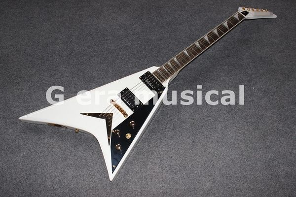 electric guitar, flying v shape with white color , gold hardware -wholesale 
electric guitar, flying v shape with white color , gold hardware -wholesale