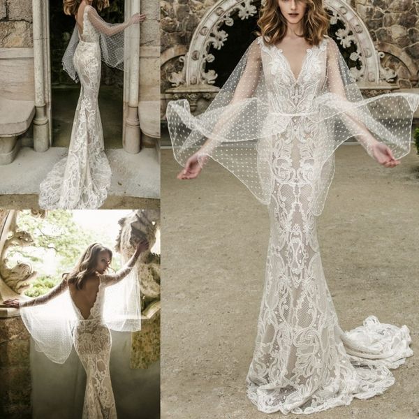 deep v neck mermaid wedding dresses backless lace applique wedding gown elegant bohemian bridal dress, White
deep v neck mermaid wedding dresses backless lace applique wedding gown elegant bohemian bridal dress, White