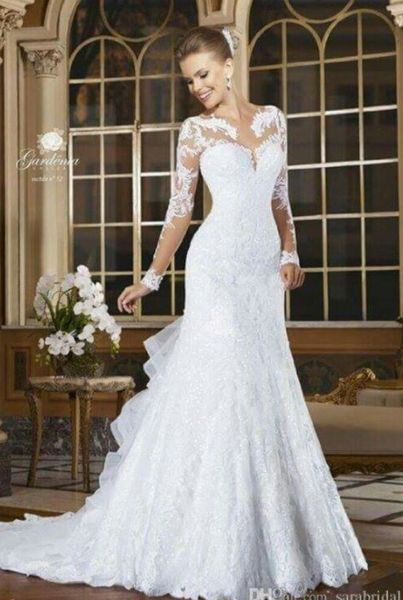 vestido de noiva long sleeve 2021 mermaid sheer neck wedding dress trumpet sweep train vintage bridal gowns slim, White
vestido de noiva long sleeve 2021 mermaid sheer neck wedding dress trumpet sweep train vintage bridal gowns slim, White