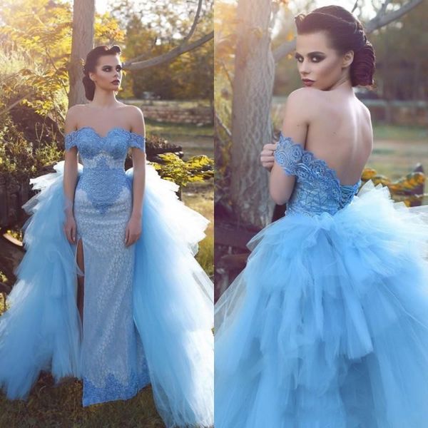 fashion blue slim bodice detachable prom dresses 2017 off the shoulder short sleeve lace split side evening dresses pageant gowns, Black
fashion blue slim bodice detachable prom dresses 2017 off the shoulder short sleeve lace split side evening dresses pageant gowns, Black