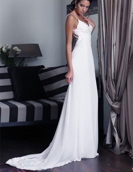 elegant style beach wedding dresses backless spaghetti straps pearls lace chiffon bridal gowns sweep train selling fashion, White
elegant style beach wedding dresses backless spaghetti straps pearls lace chiffon bridal gowns sweep train selling fashion, White