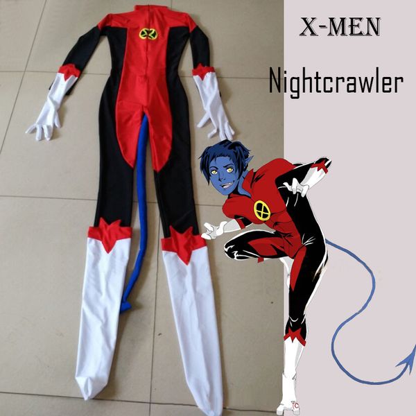 x-men nightcrawler kurt wagner superhero male costume red lycra spandex catsuit halloween mens, Black;red
x-men nightcrawler kurt wagner superhero male costume red lycra spandex catsuit halloween mens, Black;red