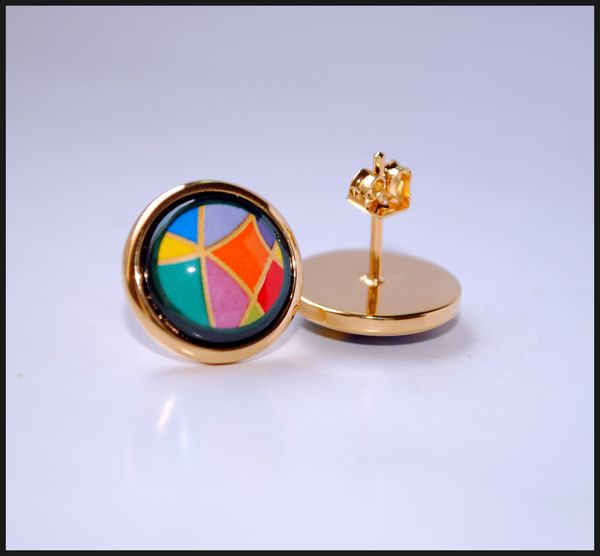 enjoy life series 18k gold-plated enamel earrings for women stud earrings, Golden;silver