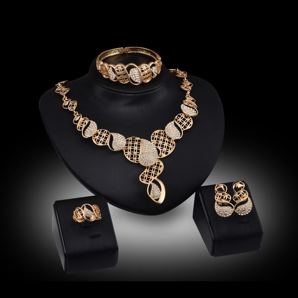 necklaces earrings bangles rings sets fashion women quality rhinesonte 18k gold plated geometric hollow out 4-piece set part jewelry js018, Silver
necklaces earrings bangles rings sets fashion women quality rhinesonte 18k gold plated geometric hollow out 4-piece set part jewelry js018, Silver