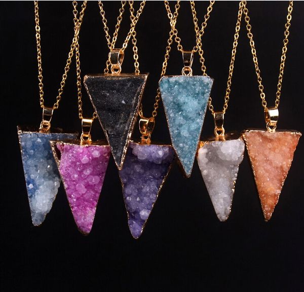 natural crystal druzy pendant inverted triangle crystal geode bud cluster rhinestone necklace pendant black/white/purple/blue/pink/yellow, Silver
natural crystal druzy pendant inverted triangle crystal geode bud cluster rhinestone necklace pendant black/white/purple/blue/pink/yellow, Silver