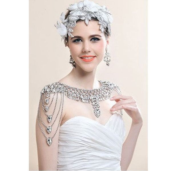 Wedding Bridal Shoulder Full Body Chain Necklace Earrings Set Silver Crystal Rhinestone Wrap Back Chain Jewelry Prom Accessories Collar Gift
Wedding Bridal Shoulder Full Body Chain Necklace Earrings Set Silver Crystal Rhinestone Wrap Back Chain Jewelry Prom Accessories Collar Gift