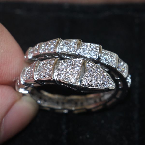 european and american brand 10kt white gold filled snake ring fashion simulated diamond zircon gemstone ring wedding band jewelry for women, Silver
european and american brand 10kt white gold filled snake ring fashion simulated diamond zircon gemstone ring wedding band jewelry for women, Silver