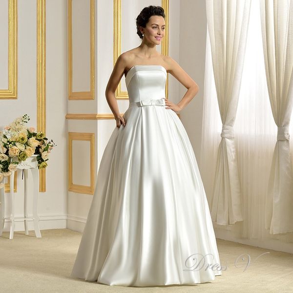 2019 Newest Wedding Dresses White Luxury Satin Strapless Backless Bowknot Floor-Length Ball Gowns vestido de noiva Bridal Gowns Custom Made
2019 Newest Wedding Dresses White Luxury Satin Strapless Backless Bowknot Floor-Length Ball Gowns vestido de noiva Bridal Gowns Custom Made