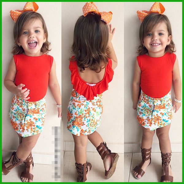 high quality fashion hot selling baby girls clothing set sleeveless solid red t-shirts floral short pants party casual children outfits
high quality fashion hot selling baby girls clothing set sleeveless solid red t-shirts floral short pants party casual children outfits