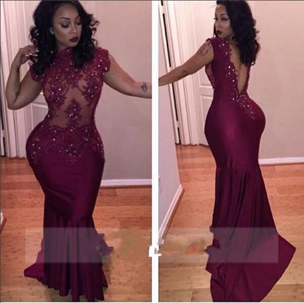2020 burgundy mermaid prom dresses high neck cap sleeves lace appliques beaded sheer open back long evening gowns ba2362, Black;red
2020 burgundy mermaid prom dresses high neck cap sleeves lace appliques beaded sheer open back long evening gowns ba2362, Black;red