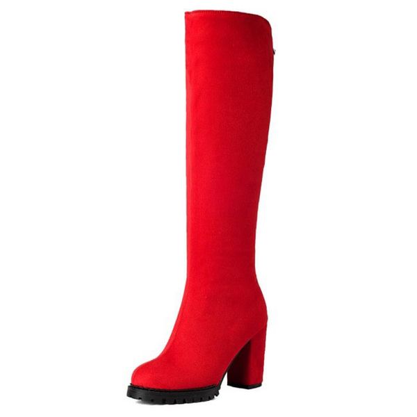 women thick high heels shoes women zipper solid knee high boots chaussures femme office platform footwear size 32-43, Black
women thick high heels shoes women zipper solid knee high boots chaussures femme office platform footwear size 32-43, Black