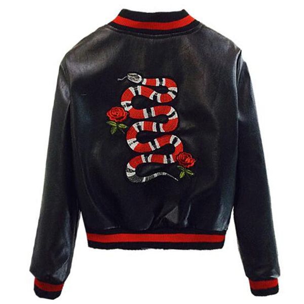 2017 Automne Femmes En Cuir de Couleur Veste En Cuir Courte Rouge Serpent PU Brodé Locomotive Mince Veste
2017 Automne Femmes En Cuir de Couleur Veste En Cuir Courte Rouge Serpent PU Brodé Locomotive Mince Veste