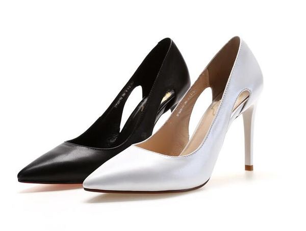 2017 women fashion genuine leather high heels pointed white wedding shoes thin heels hollow out shoes,size34-39, Black
2017 women fashion genuine leather high heels pointed white wedding shoes thin heels hollow out shoes,size34-39, Black