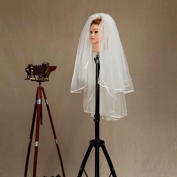 hight quality elbow length white ivory champagne wedding veil elbow length two layer bridal veil ribbon edge, Black
hight quality elbow length white ivory champagne wedding veil elbow length two layer bridal veil ribbon edge, Black