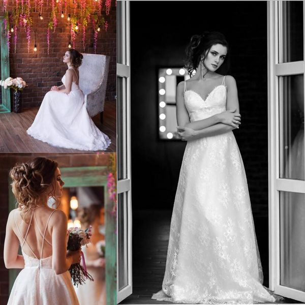 2018 a line lace wedding dresses spaghetti straps sweetheart custom made bridal gowns criss-cross backless vestidos de novia, White
2018 a line lace wedding dresses spaghetti straps sweetheart custom made bridal gowns criss-cross backless vestidos de novia, White