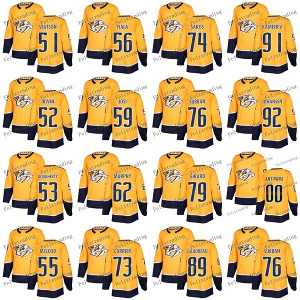 Nashville Predators 76 P.K. Subban 59 Roman Josi 92 Ryan Johansen 62 Trevor Murphy 51 Austin Watson Matt Irwin 2017-2018 Season Jersey
Nashville Predators 76 P.K. Subban 59 Roman Josi 92 Ryan Johansen 62 Trevor Murphy 51 Austin Watson Matt Irwin 2017-2018 Season Jersey