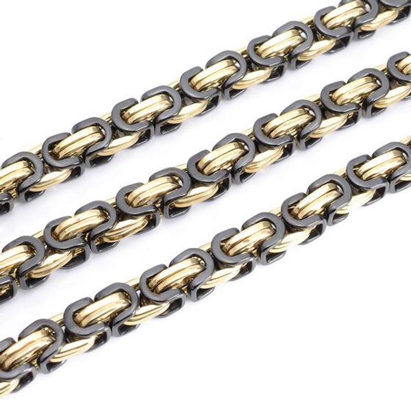 trendy heavy cool men's jewelry gold & black stainless steel solid byzantine chain necklace in men's jewelry 10mm 24'', Silver
trendy heavy cool men's jewelry gold & black stainless steel solid byzantine chain necklace in men's jewelry 10mm 24'', Silver