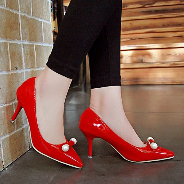 In the spring of 2016 new fine heels shoes deep leather pointed diamond beaded fashion shoes
In the spring of 2016 new fine heels shoes deep leather pointed diamond beaded fashion shoes