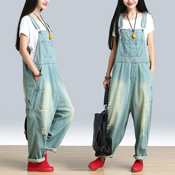 wholesale- fashion 2016 spring summer women casual holes plus size loose denim rompers straps bib overalls jumpsuit jeans rompers w301, Black;white
wholesale- fashion 2016 spring summer women casual holes plus size loose denim rompers straps bib overalls jumpsuit jeans rompers w301, Black;white
