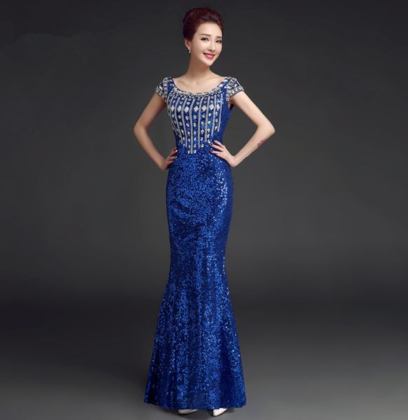 scoop neck beaded sequin mermaid evening dress gowns 2016 short sleeves bridesmaid dress lace up new royal blue red purple color, Black;red
scoop neck beaded sequin mermaid evening dress gowns 2016 short sleeves bridesmaid dress lace up new royal blue red purple color, Black;red