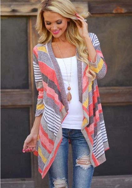 women spring new cardigan boho outwear knitted jacket coat loose sweater casual striped clothes for female, Black
women spring new cardigan boho outwear knitted jacket coat loose sweater casual striped clothes for female, Black