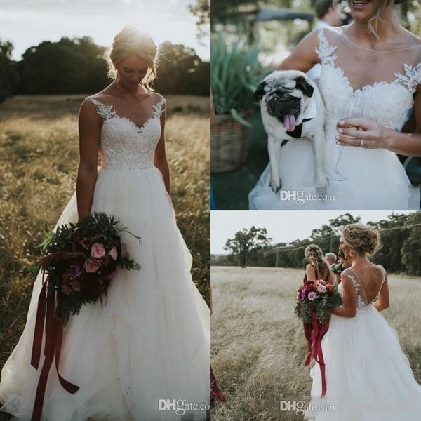 2018 new lace cap sleeve wedding dresses bridal gowns tiered skirts ivory vintage lace backless wedding dress long sweep train, White
2018 new lace cap sleeve wedding dresses bridal gowns tiered skirts ivory vintage lace backless wedding dress long sweep train, White